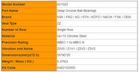 High Speed Deep Groove Ball Bearings China NSK 6210ZZ Mining Machine Bearings