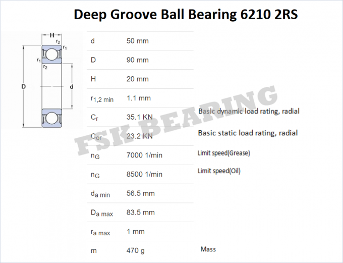P6 کیفیت 6210 2RS 6211 2RS 6212 2RS 6213 2RS ​​Deep Groove Ball Bearing 6200 ابعاد 0